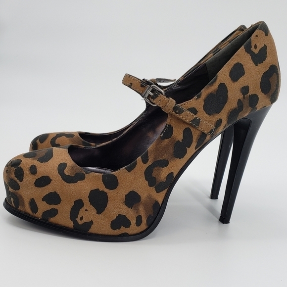 𝅺Simply Vera Vera Wang Leopard Print High Heel Platform Shoes, Size 8M - Picture 1 of 9